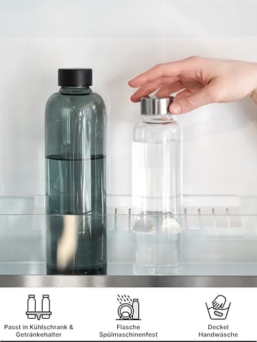 Spottle Glas Trinkflasche - 1 Liter - Für Kohlensäuregetränke - Spülmaschinenfest & auslaufsicher