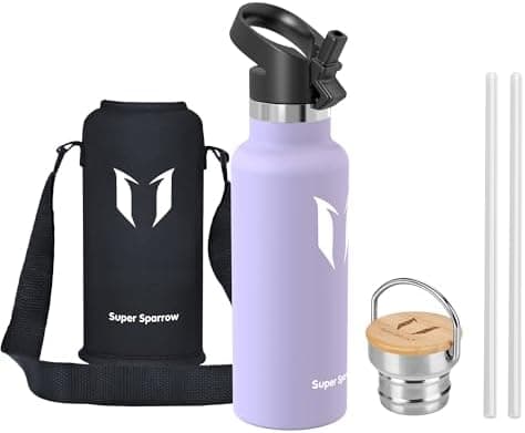 Super Sparrow Trinkflasche Edelstahl - Auslaufsicher Thermoskanne - Kinder für Sprudel, Sport, Schule, Fitness - 500ml -