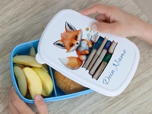 GRAZDesign Personalisierte Brotdose Fuchs mit Namen - Geschenk zur Einschulung für Kinder Kindergarten und Schule