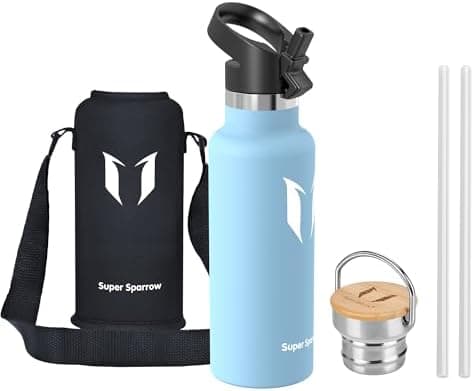 Super Sparrow Trinkflasche Edelstahl - Auslaufsicher Thermoskanne - Kinder für Sprudel, Sport, Schule, Fitness - 500ml -