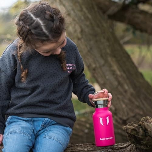 Super Sparrow Trinkflasche Edelstahl - Auslaufsicher Thermoskanne - Kinder für Sprudel, Sport, Schule, Fitness - 500ml -