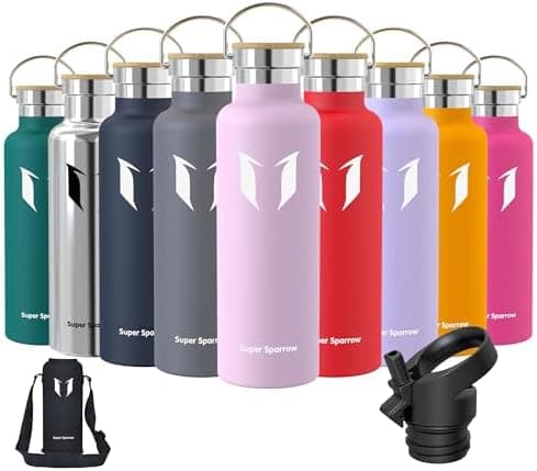 Super Sparrow Trinkflasche Edelstahl - Auslaufsicher Thermoskanne - Kinder für Sprudel, Sport, Schule, Fitness - 500ml -