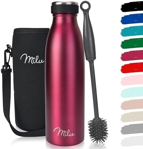 Milu Edelstahl Trinkflasche für Erwachsene – 750ml Isolierflasche zum Tragen – auslaufsicher, Kohlensäuregerecht inkl. R