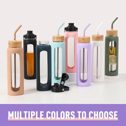 BLUEGO Glaswasserflasche 900ml BPA-frei für Outdoor Aktivitäten
| CADRES Glasbecher mit Zeitmarkierung und Silikonschut