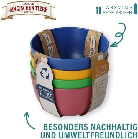 AWAVE Die Schule der Magischen Tiere Kinder Teller Set 4-teilig 18,5 cm rPET Geschirr ohne Melamin für Jüngste Rabe Henr