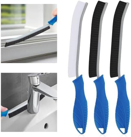 Hartborsten Eckenreinigungsbürste - Multifunktionale Reinigungsbürste für Toilette, Badezimmer und Küche (3 Stück, Schwa