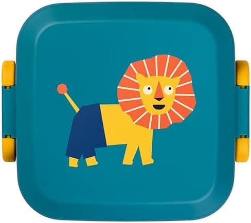Amuse Rikko Kinder Lunchbox Animal Parade | Bento Box mit 2 Snackboxen & Trennwand | Brotdose für Kindergarten & Schule
