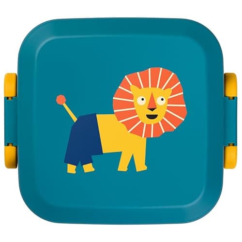 Amuse Rikko Kinder Lunchbox Animal Parade | Bento Box mit 2 Snackboxen & Trennwand | Brotdose für Kindergarten & Schule