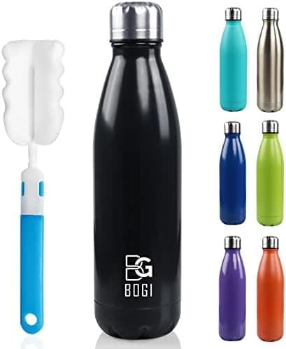 BOGI Doppelwandige Thermosflasche Edelstahl Trinkflasche Kinder Trinkflasche Schule Himmelblau Pink