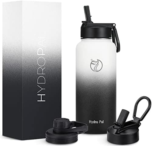 HydroPal Edelstahl Trinkflasche - Isolierte Flasche mit Strohhalm & 2 Deckeln, Auslaufsichere Isolierung für Sport, 500m
