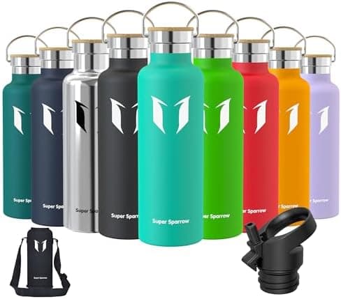 Super Sparrow Trinkflasche Edelstahl - Auslaufsicher Thermoskanne - Kinder für Sprudel, Sport, Schule, Fitness - 500ml -