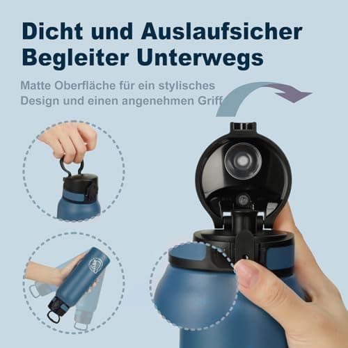 Thermosflasche UZSPACE Waldgrün Kinder 700ml Isolierte Edelstahl Trinkflasche 100% Auslaufsicher Outdoor Fitness Schule
