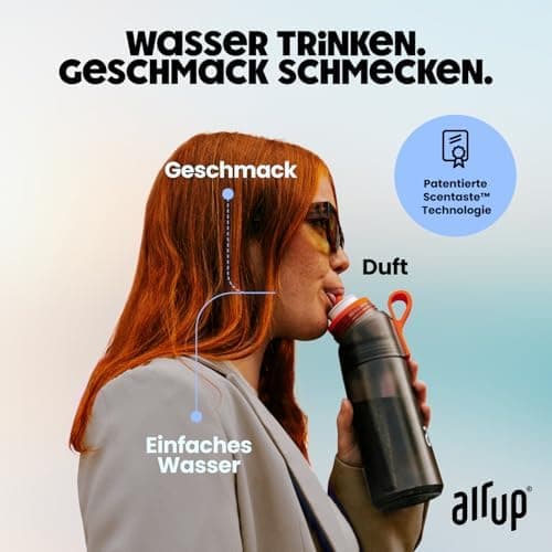 air up® Trinkflasche für Schule und Sport | inkl. 5 zuckerfreien Duft-Pods & Strohhalm | Wasserflasche in Lila für Kinde