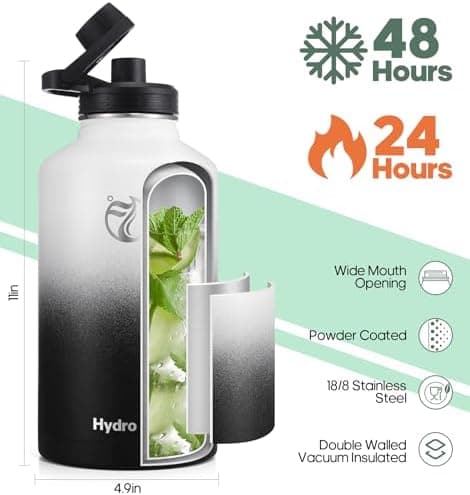 HydroPal Edelstahl Trinkflasche - Isolierte Flasche mit Strohhalm & 2 Deckeln, Auslaufsichere Isolierung für Sport, 500m