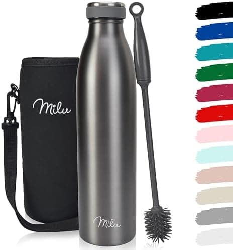 Milu Edelstahl Trinkflasche für Erwachsene – 750ml Isolierflasche zum Tragen – auslaufsicher, Kohlensäuregerecht inkl. R