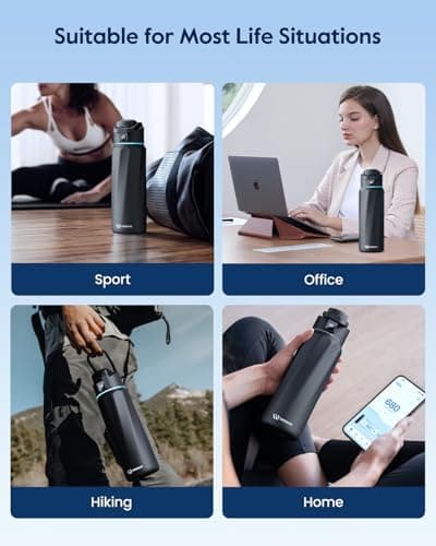 WATERH Boost Smart-Wasserflasche für Geschenke - mit Erinnerungsfunktion & Wasserspender, Edelstahl, 907 ml, Hochglanzsc