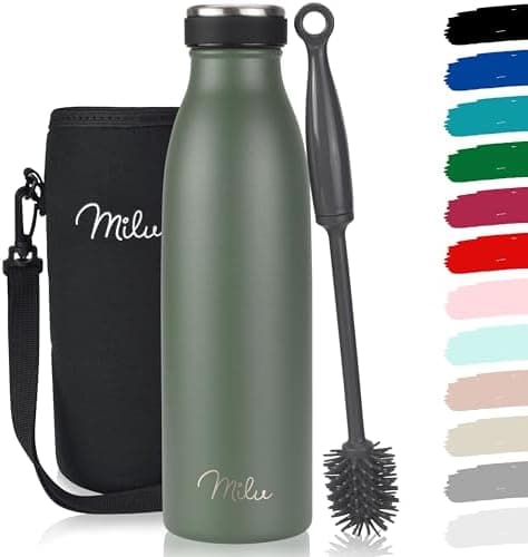 Milu Edelstahl Trinkflasche für Erwachsene – 750ml Isolierflasche zum Tragen – auslaufsicher, Kohlensäuregerecht inkl. R