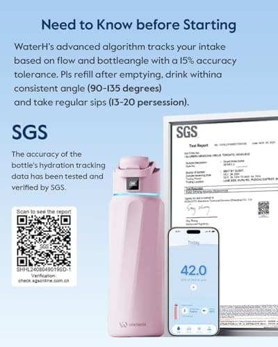 WATERH Boost Smart-Wasserflasche für Geschenke - mit Erinnerungsfunktion & Wasserspender, Edelstahl, 907 ml, Hochglanzsc