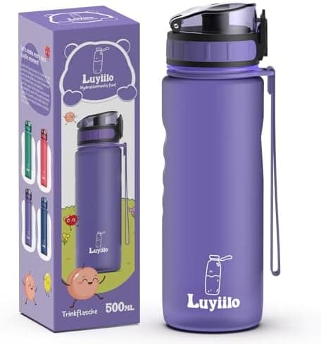 Luyiilo Kinder Trinkflasche Auslaufsicher für Schule und Fitnessstudio (500ml - Blau)