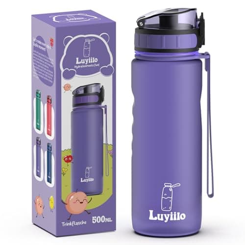 Luyiilo Kinder Trinkflasche Auslaufsicher für Schule und Fitnessstudio (500ml - Blau)