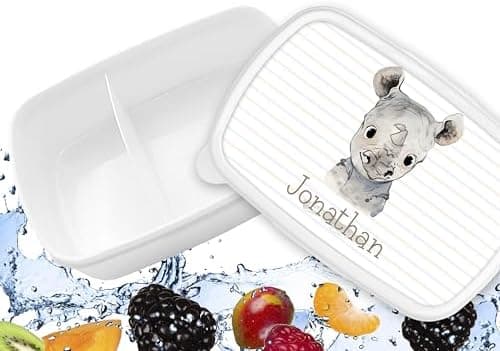 Timalo® Brotdose Kinder mit Namen | Personalisierte Bento Lunchbox für Jungen & Mädchen | Kindergarten & Schule Motiv Ti