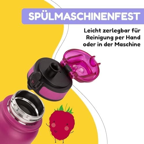 schmatzfatz Thermosflasche Kinder Auslaufsicher Wassertierzucht 550ml Edelstahl-Trinkflasche Thermo für Schule & Kinderg
