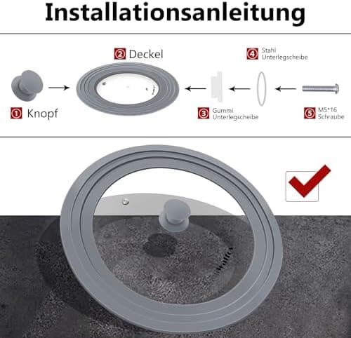 Walfos Universaldeckel Ø 28, 26 und 24 - Hitzebeständige Topfdeckel für Töpfe und Pfannen
| Walfos Hitzebeständige Univ