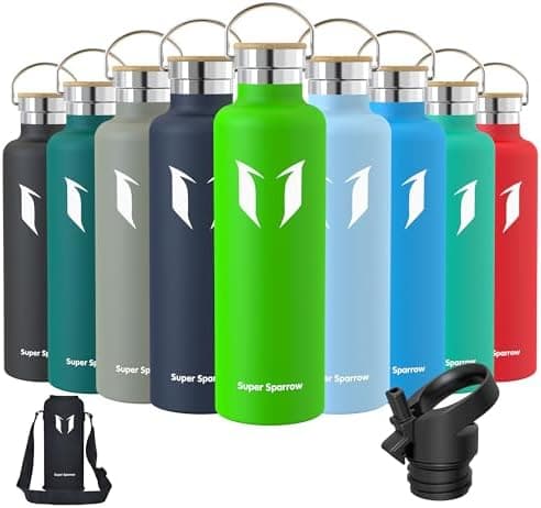 Super Sparrow Trinkflasche Edelstahl - Auslaufsicher Thermoskanne - Kinder für Sprudel, Sport, Schule, Fitness - 500ml -