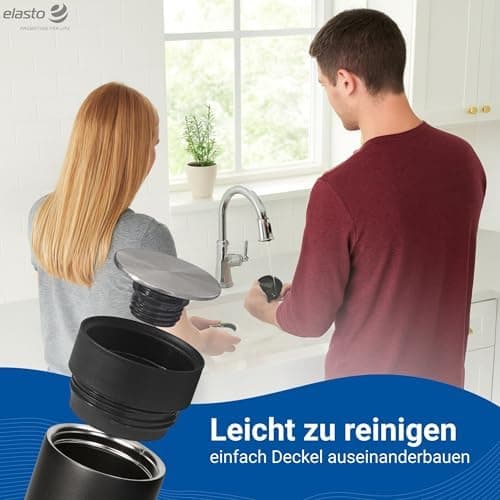 Thermobecher personalisiert 450 ml - auslaufsicherer Edelstahl to go Becher - Kaffeebecher für Büro, Auto und Uni - hält