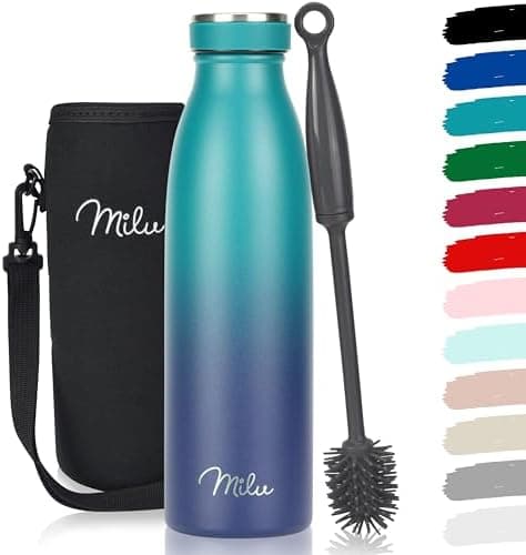 Milu Edelstahl Trinkflasche für Erwachsene – 750ml Isolierflasche zum Tragen – auslaufsicher, Kohlensäuregerecht inkl. R