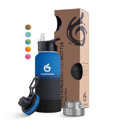 hydro2go Edelstahl Trinkflasche Mit Strohhalm, Bpa-Frei, Isolierflasche Für Kinder, Sport & Outdoor, 12h Heiß 24h Kalt H