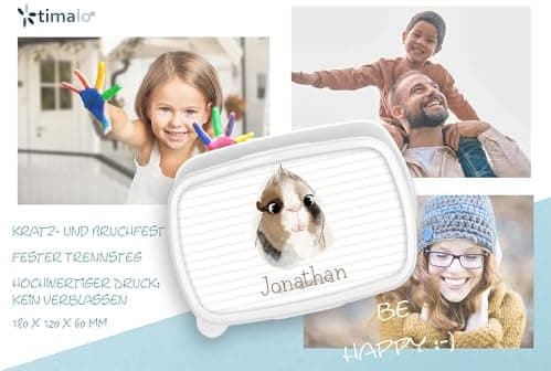 Timalo® Brotdose Kinder mit Namen | Personalisierte Bento Lunchbox für Jungen & Mädchen | Kindergarten & Schule Motiv Ti