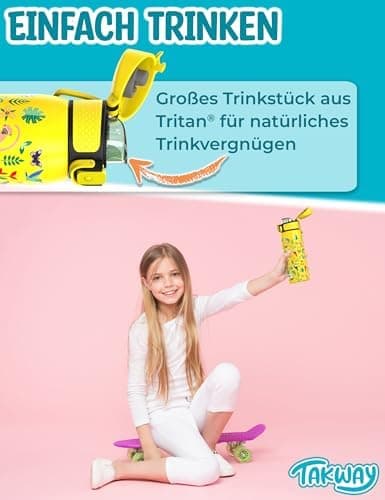 Edelstahl Trinkflasche Kinder 550ml - Auslaufsicher, isoliert und Kohlensäure geeignet - Schul- und Sportsituationensopt