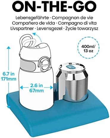 ion8 Kinder Trinkflasche Edelstahl 400ml Nicht Isoliert Sichere Verriegelung Spülmaschinenfest Klappdeckel Leicht zu Rei