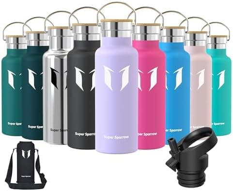 Super Sparrow Trinkflasche Edelstahl - Auslaufsicher Thermoskanne - Kinder für Sprudel, Sport, Schule, Fitness - 500ml -