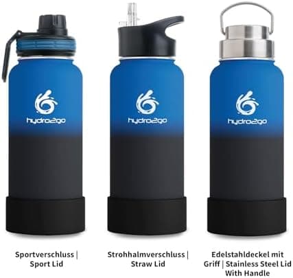 hydro2go Edelstahl Trinkflasche Mit Strohhalm, Bpa-Frei, Isolierflasche Für Kinder, Sport & Outdoor, 12h Heiß 24h Kalt H