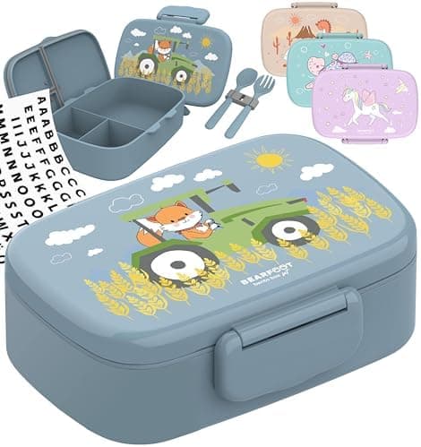 Bearfoot Brotdose Kinder BPAfrei mit Fächern Lunchbox für Mädchen & Jungen