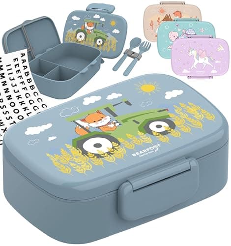 Bearfoot Brotdose Kinder BPAfrei mit Fächern Lunchbox für Mädchen & Jungen
