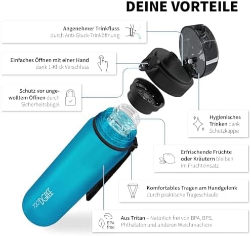 720°DGREE uberBottle Trinkflasche SoftTouch 500ml - Auslaufsicher, BPA-Frei - für Sport und Outdoor-Aktivitäten - Climat
