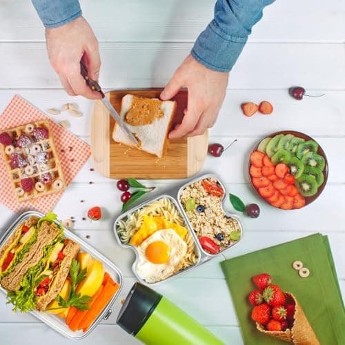 Kinder Brotdose WuGU 5-Fach Auslauf Sicher 1300 ml Grüne Lunchbox für Schule und Ausflüge