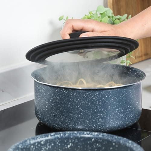 Russell Hobbs Universaldeckel aus gehärtetem Glas für 16-20cm Töpfe + Dampfaustritt + Silikonrand + Durchsichtig
