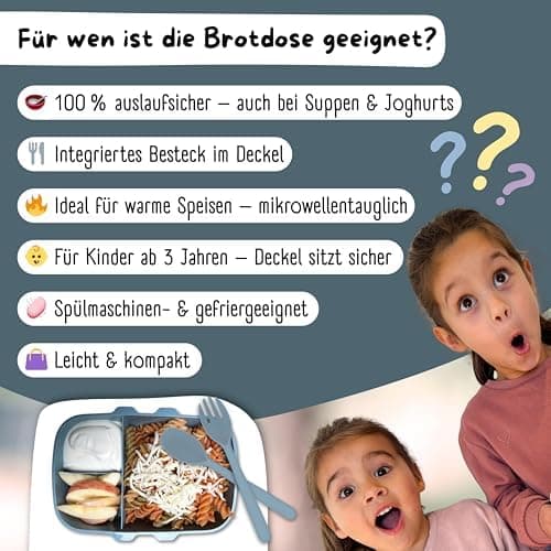 Bearfoot Brotdose Kinder BPAfrei mit Fächern Lunchbox für Mädchen & Jungen