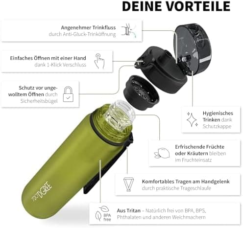 720°DGREE uberBottle Trinkflasche SoftTouch 500ml - Auslaufsicher, BPA-Frei - für Sport und Outdoor-Aktivitäten - Climat