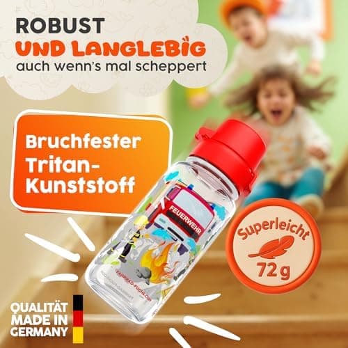 Trinkflasche Kinder auslaufsicher Regenbogen 400 ml Kohlensäure geeignet BPA-frei Tritan spülmaschinenfest Easy-Clean Ma