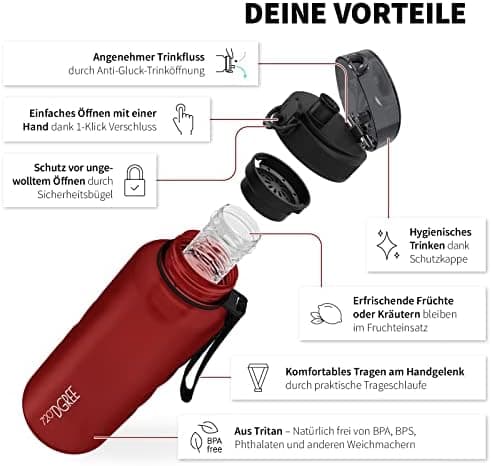 720°DGREE uberBottle Trinkflasche SoftTouch 500ml - Auslaufsicher, BPA-Frei - für Sport und Outdoor-Aktivitäten - Climat