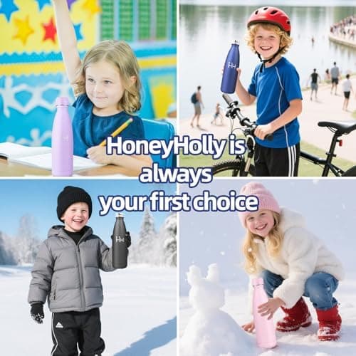 HoneyHolly Kinder Trinkflasche Doppelwandig, 500ML BPA-frei, Thermosflasche für Fitness und Gym