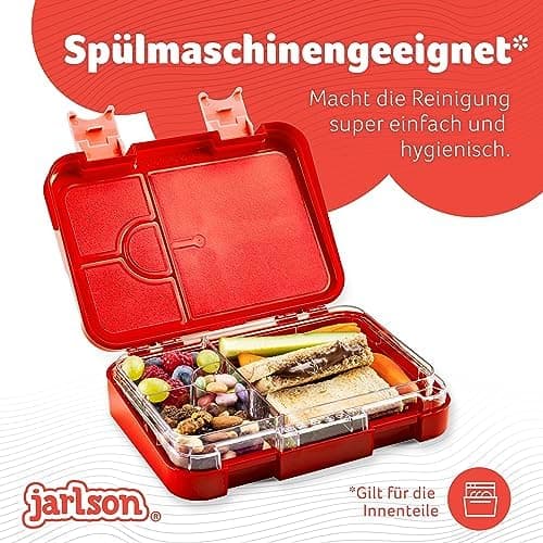 Jarlson® Brotdose Kinder mit Fächern - TONI Lunchbox - Auslaufdurchfall-Sicher – Jausenbox für Kindergarten und Schule -