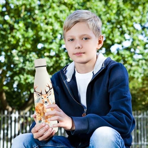 Grsta Trinkflasche 500ml, BPA-freie Edelstahlflasche für Kinder, ideale Wasserspeicherung bei Kalt&warm