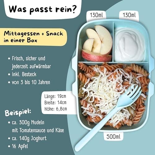 Bearfoot Brotdose Kinder BPAfrei mit Fächern Lunchbox für Mädchen & Jungen