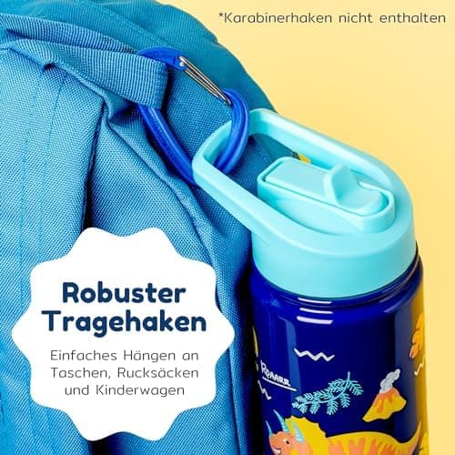 BOZ Isolierte Wasserflasche für Kinder | Edelstahl, doppelwandig, 414 ml | Praktisch und bequem mit Strohhalm-Deckel